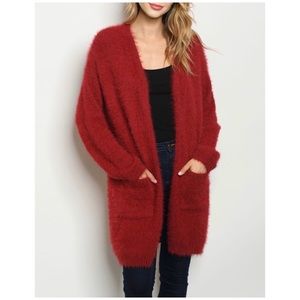 ❄️BERRY FUZZY CARDIGAN